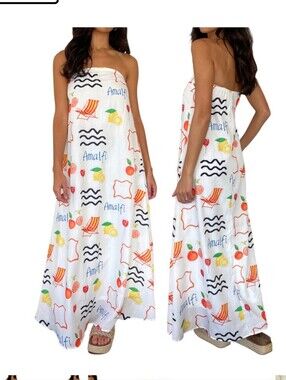 Strapless Maxi Dress With Almafi Print